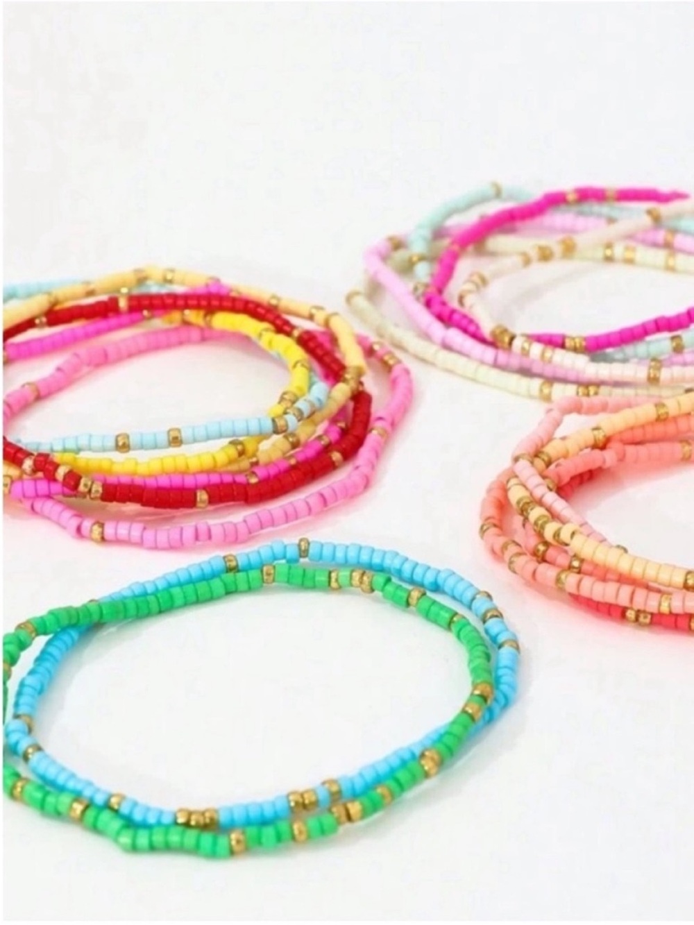 New! Colorful Preppy Mixed Color Beaded Bracelet Stack Set (18 piece) NWOT 1046